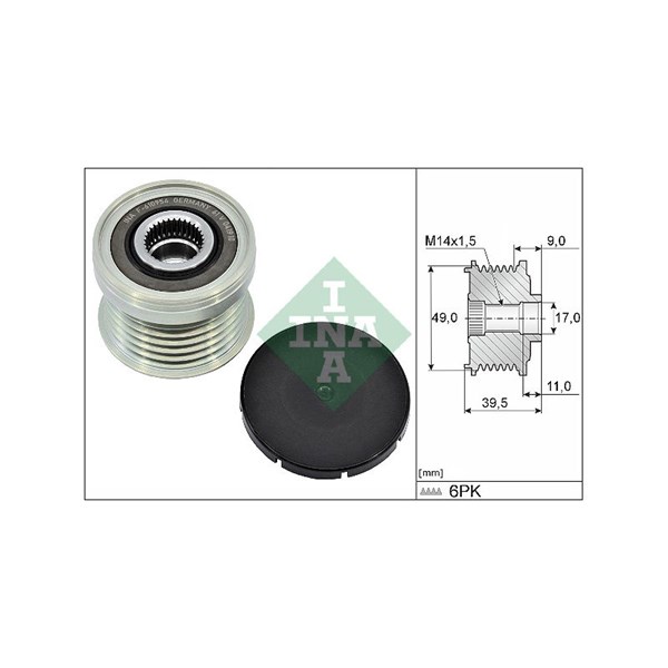 Frihjulskoppling, generator 170A Ina 535 0361 10 INA