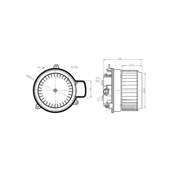 Kupéfläkt 12V, Fram Nrf 34287 NRF