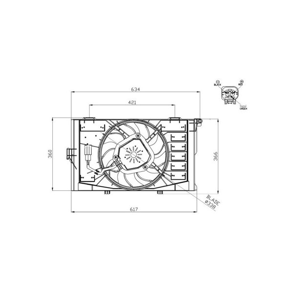 Fläkt, kylare 12V Nrf 47952 NRF