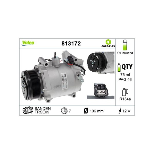 Kompressor, klimatanläggning 12V Valeo 813172 VALEO Kompressor, klimatanläggning 12V Valeo 813172 VALEO