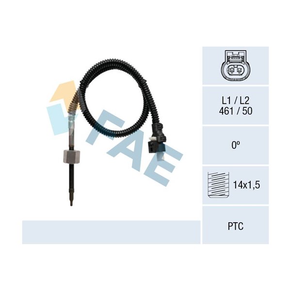Sensor, avgastemperatur, Vänster Fae 68040 FAE