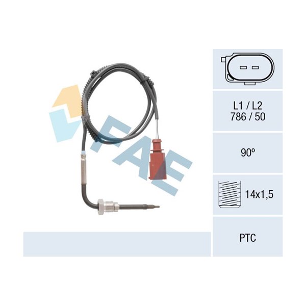 Sensor, avgastemperatur, Vänster Fae 68068 FAE