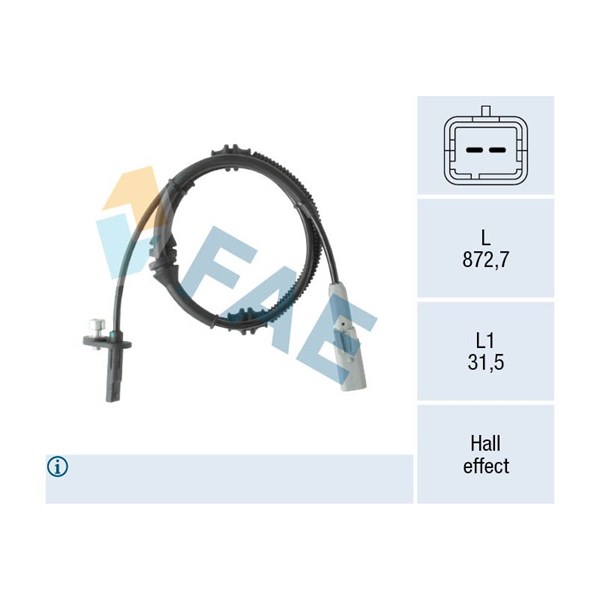 ABS-givare, Sensor, hjulvarvtal, Framaxel Fae 78552 FAE