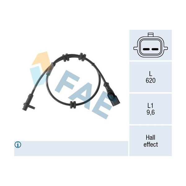 ABS-givare, Sensor, hjulvarvtal, Bakaxel Fae 78553 FAE