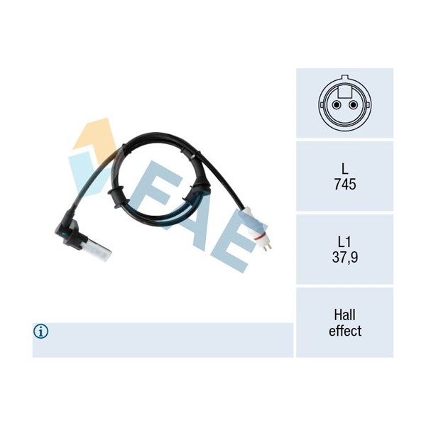 ABS-givare, Sensor, hjulvarvtal, Bakaxel vänster Fae 78554 FAE