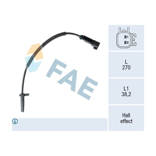 ABS-givare, Sensor, hjulvarvtal, Framaxel Fae 78556 FAE