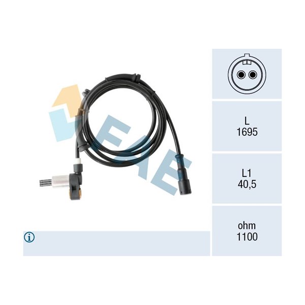 ABS-givare, Sensor, hjulvarvtal, Bakaxel höger Fae 78557 FAE