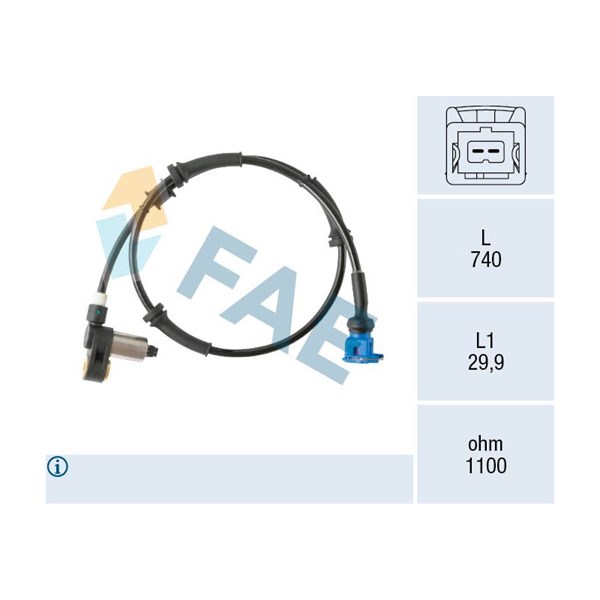 ABS-givare, Sensor, hjulvarvtal, Bakaxel Fae 78563 FAE