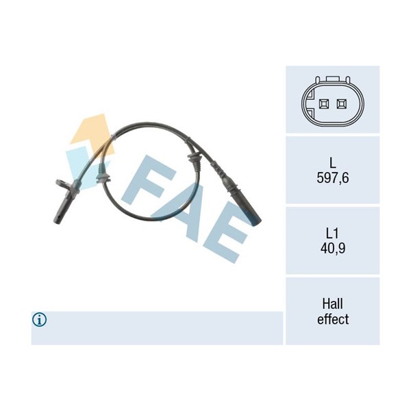 ABS-givare, Sensor, hjulvarvtal, Framaxel Fae 78564 FAE