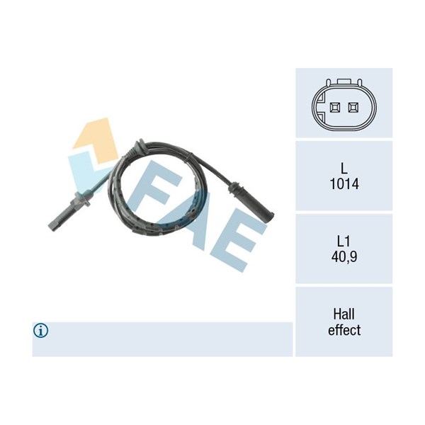 ABS-givare, Sensor, hjulvarvtal, Bakaxel Fae 78565 FAE
