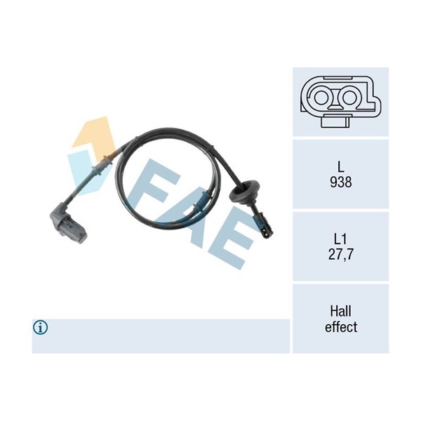 ABS-givare, Sensor, hjulvarvtal, Bakaxel höger Fae 78567 FAE