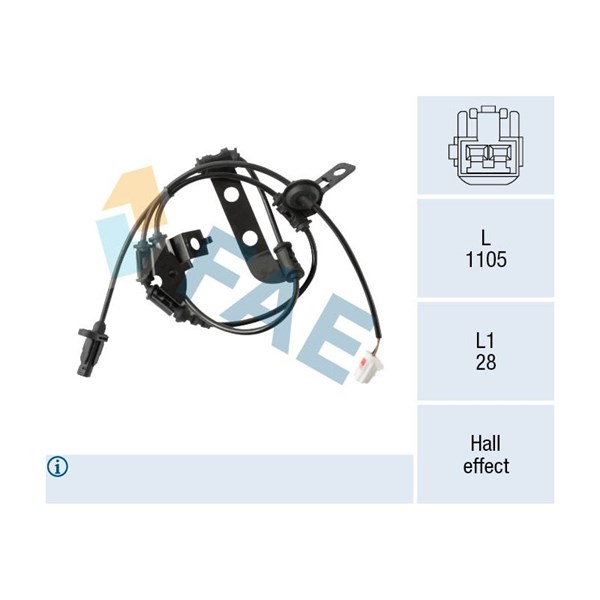 ABS-givare, Sensor, hjulvarvtal, Bakaxel vänster Fae 78571 FAE