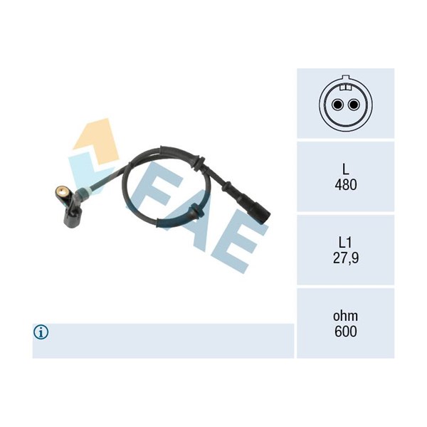 ABS-givare, Sensor, hjulvarvtal, Bakaxel höger Fae 78574 FAE