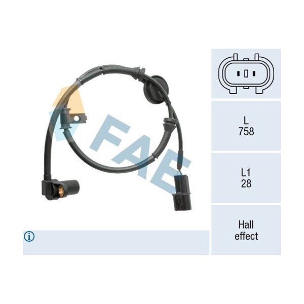 ABS-givare, Sensor, hjulvarvtal, framaxel vänster Fae 78576 FAE ABS-givare, Sensor, hjulvarvtal, framaxel vänster Fae 78576 FAE