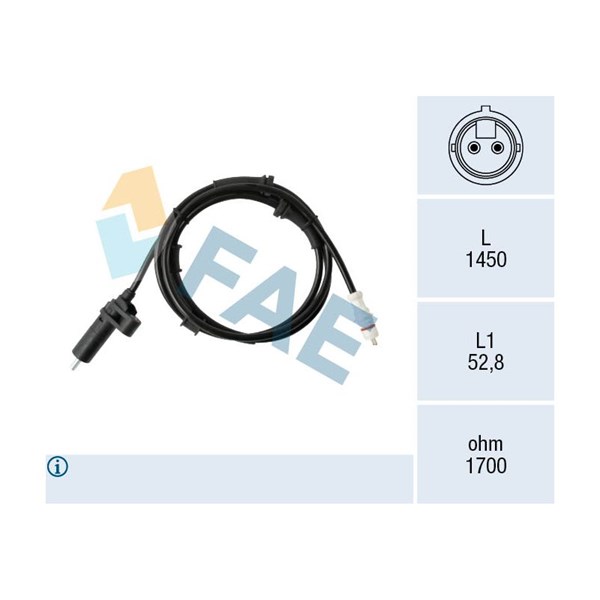 ABS-givare, Sensor, hjulvarvtal, Bakaxel vänster Fae 78577 FAE