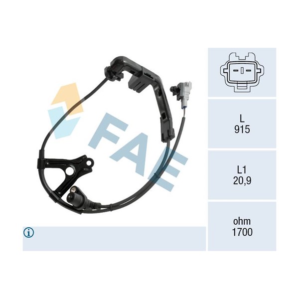ABS-givare, Sensor, hjulvarvtal, framaxel höger Fae 78578 FAE
