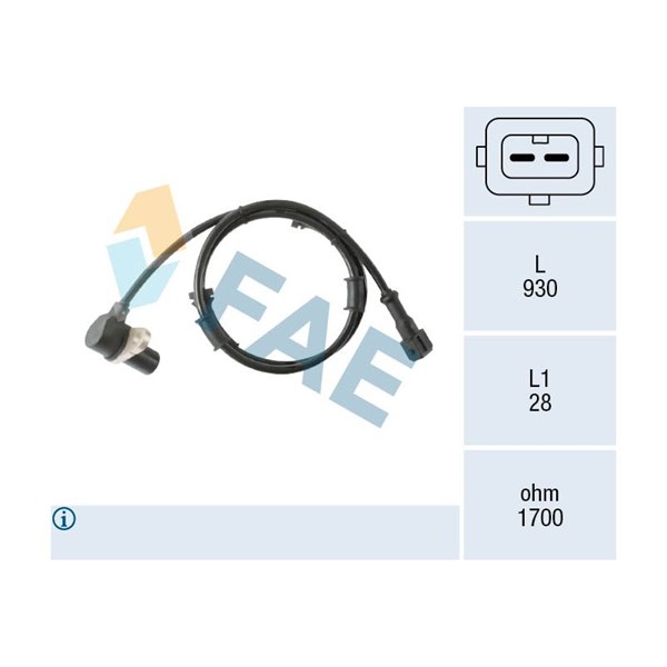 ABS-givare, Sensor, hjulvarvtal, framaxel vänster Fae 78579 FAE