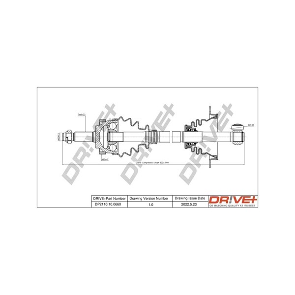 Drivaxel, framaxel vänster Drivaxel, framaxel vänster