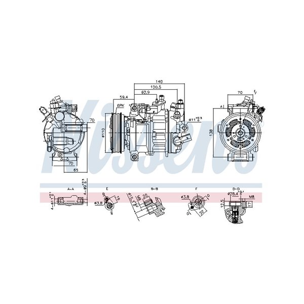 Kompressor, klimatanläggning 12V Nissens 890944 NISSENS
