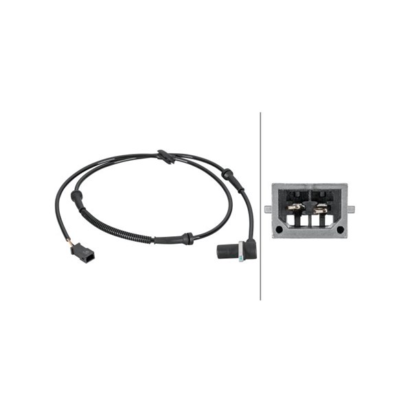 ABS-givare, Sensor, hjulvarvtal, Bakaxel, Bakaxel höger Hella 6PU HELLA