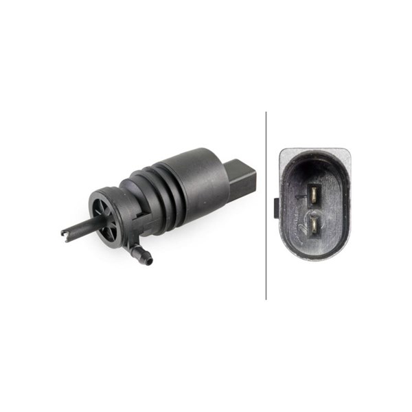 Spolarpump 12V, Bakruta, Frontmontering Hella 8TW 006 848-041 HELLA