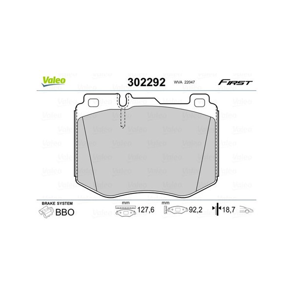 Bromsbeläggsats, Framaxel Valeo 302292 VALEO