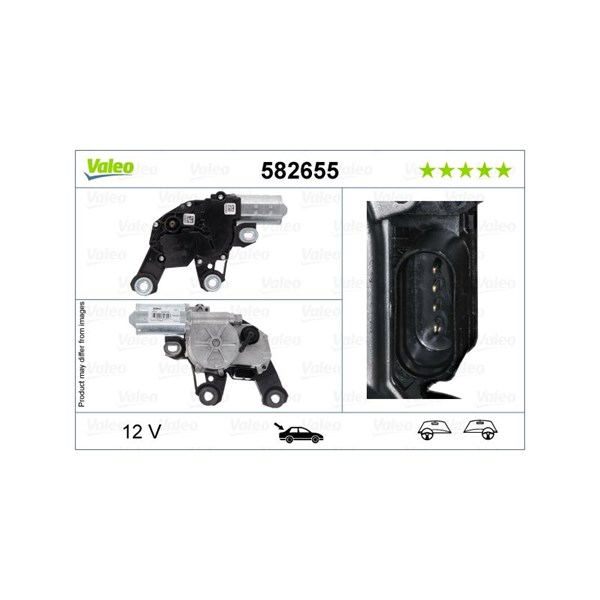 Torkarmotor 12V, Bak Valeo 582655 VALEO