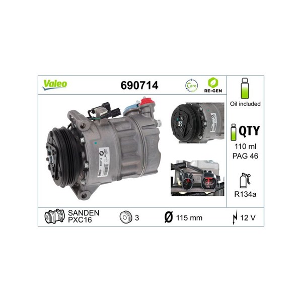 Kompressor, klimatanläggning 12V Valeo 690714 VALEO