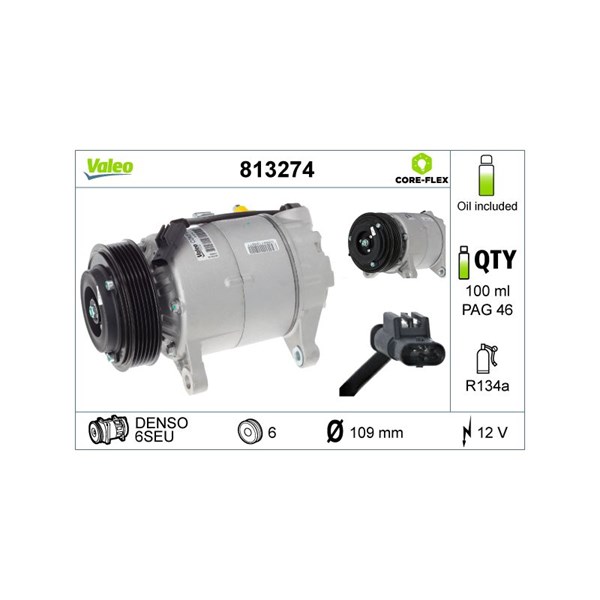 Kompressor, klimatanläggning 12V Valeo 813274 VALEO