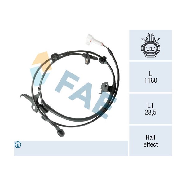 ABS-givare, Sensor, hjulvarvtal, framaxel höger Fae 78572 FAE