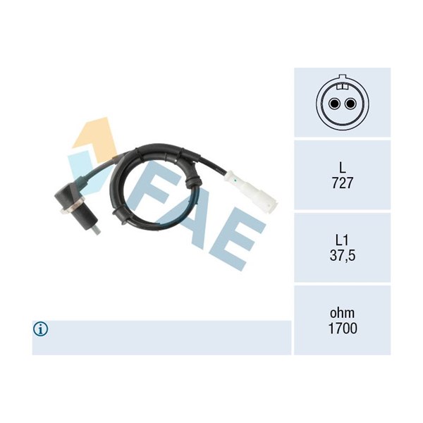 ABS-givare, Sensor, hjulvarvtal, Bakaxel vänster Fae 78575 FAE