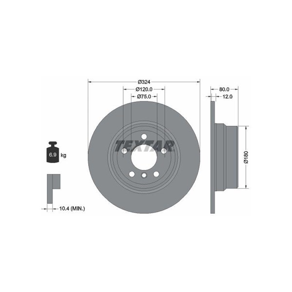 Bromsskiva Solid, Bakaxel Textar 92107403 TEXTAR Bromsskiva Solid, Bakaxel Textar 92107403 TEXTAR