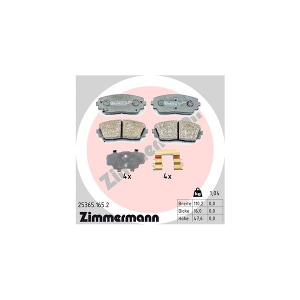 Bromsbeläggsats, Framaxel Zimmermann 25365.165.2 ZIMMERMANN
