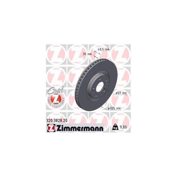 Bromsskiva Ventilerad, Framaxel Zimmermann 320.3828.20 ZIMMERMANN Bromsskiva Ventilerad, Framaxel Zimmermann 320.3828.20 ZIMMERMANN