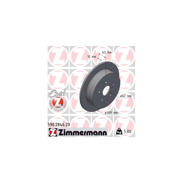 Bromsskiva Solid, Bakaxel Zimmermann 590.2846.20 ZIMMERMANN Bromsskiva Solid, Bakaxel Zimmermann 590.2846.20 ZIMMERMANN