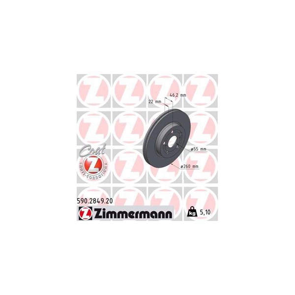 Bromsskiva Ventilerad, Framaxel Zimmermann 590.2849.20 ZIMMERMANN Bromsskiva Ventilerad, Framaxel Zimmermann 590.2849.20 ZIMMERMANN
