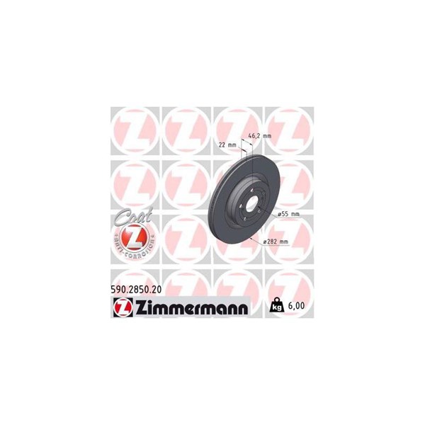 Bromsskiva Ventilerad, Framaxel Zimmermann 590.2850.20 ZIMMERMANN