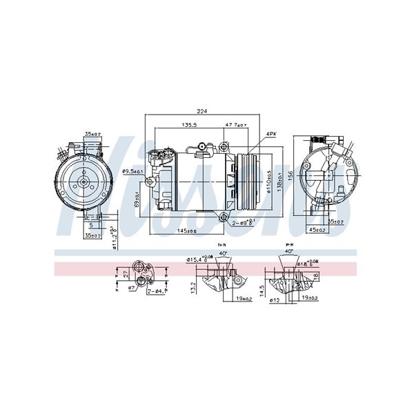 Kompressor, klimatanläggning 12V Nissens 89483 NISSENS