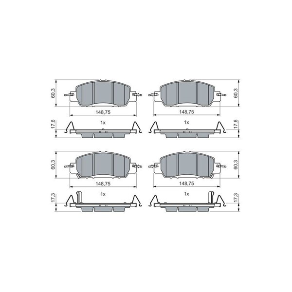 Bromsbeläggsats, Framaxel Bosch 0 986 460 017 BOSCH
