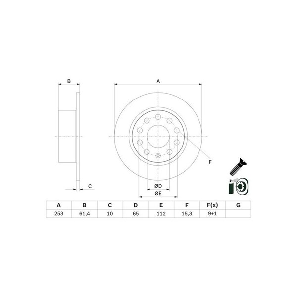 Bromsskiva Solid, Bakaxel Bosch 0 986 479 E00 BOSCH