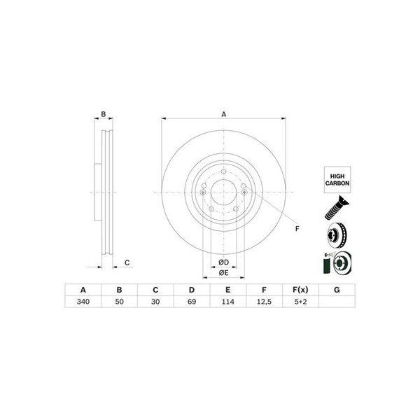 Bromsskiva Ventilerad, Framaxel Bosch 0 986 479 G93 BOSCH