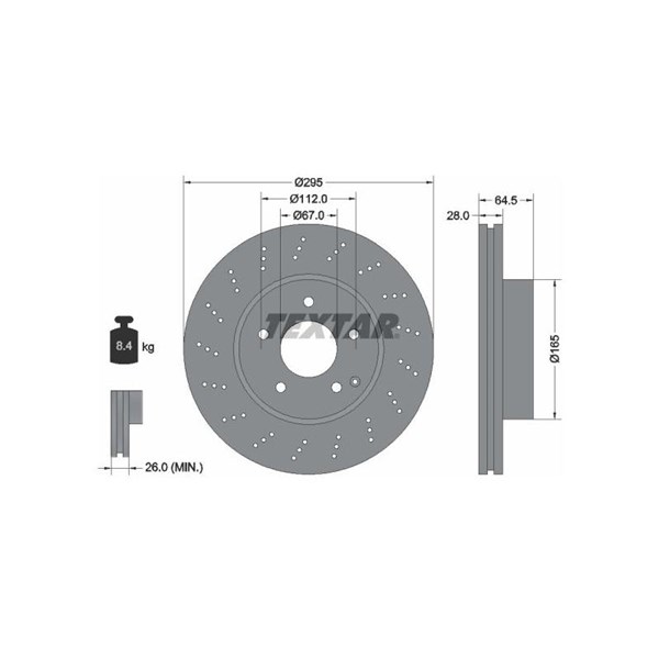 Bromsskiva Ventilerad, Framaxel, Bakaxel Textar 92165005 TEXTAR