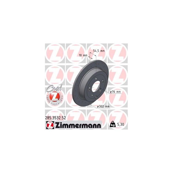 Bromsskiva Solid, Bakaxel Zimmermann 285.3532.52 ZIMMERMANN