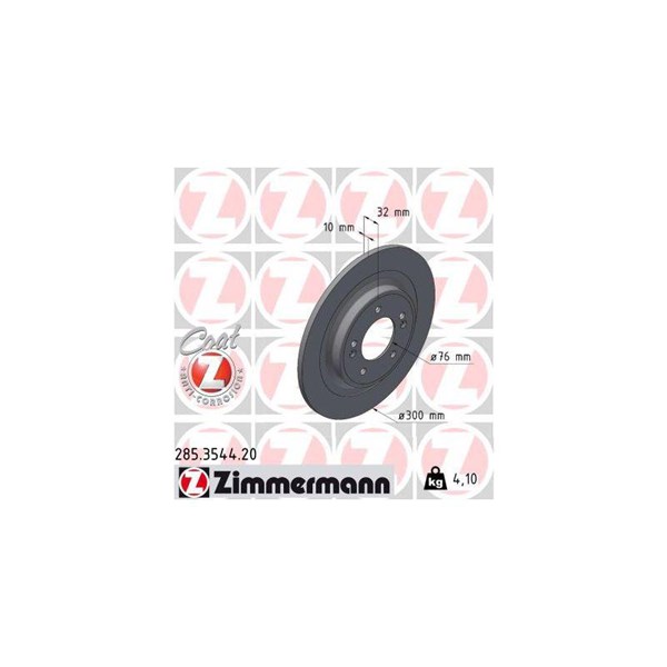 Bromsskiva Solid, Bakaxel Zimmermann 285.3544.20 ZIMMERMANN