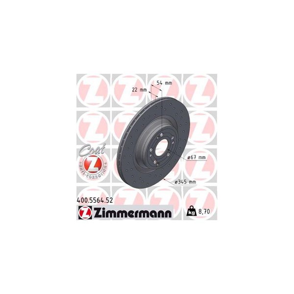 Bromsskiva Ventilerad, Bakaxel Zimmermann 400.5564.52 ZIMMERMANN Bromsskiva Ventilerad, Bakaxel Zimmermann 400.5564.52 ZIMMERMANN