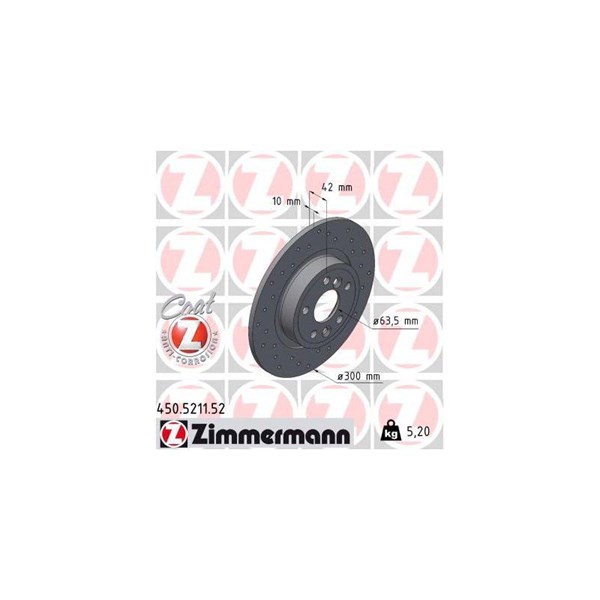 Bromsskiva Solid, Bakaxel Zimmermann 450.5211.52 ZIMMERMANN