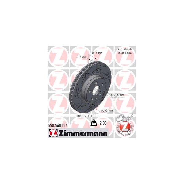 Bromsskiva Ventilerad, framaxel vänster Zimmermann 550.5601.54 ZIMMERMANN