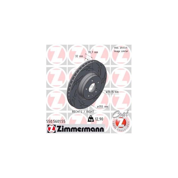 Bromsskiva Ventilerad, framaxel höger Zimmermann 550.5601.55 ZIMMERMANN