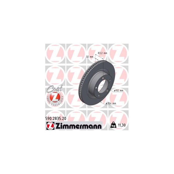 Bromsskiva Ventilerad, Framaxel Zimmermann 590.2835.20 ZIMMERMANN
