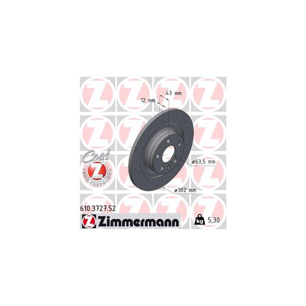 Bromsskiva Solid, Bakaxel Zimmermann 610.3727.52 ZIMMERMANN
